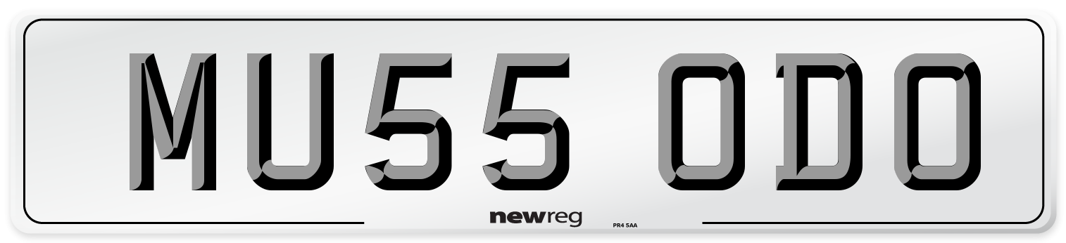 MU55 ODO Number Plate from New Reg